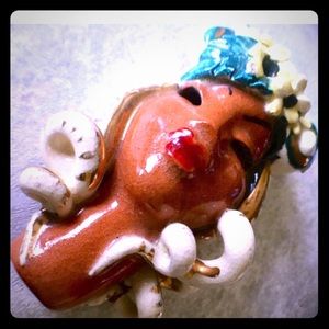 Carmen Miranda Ceramic Brooch, California crafted.
